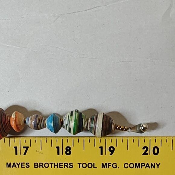 VTG Teng Yue Necklace Colorful Paper Beads Single Strand Snap Close Signed - Picture 9 of 11